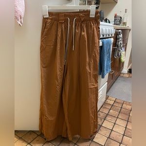 Petite burnt orange wide leg pants culottes
